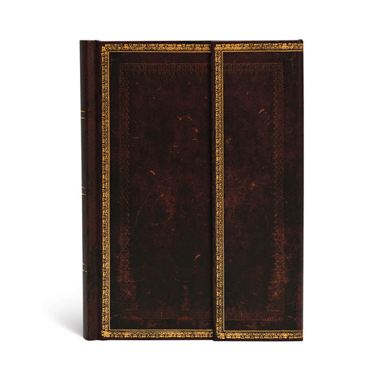 Black Moroccan Midi Lined Hardcover Journal, 144pg, 120GSM by Paperblanks (Old Leather Collection)