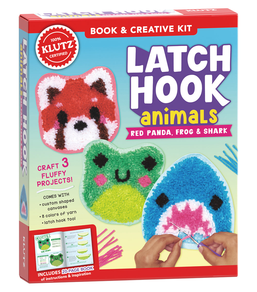 Latch Hook Animals: Red Panda, Frog &amp; Shark